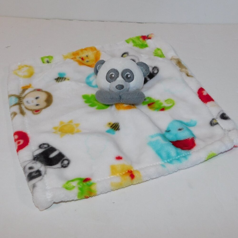 Fisher Price Panda Bear Security Blanket Multicolor Animals Baby lovey Plush